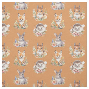 Woodland Animals on Jasper Orange Fabric