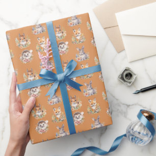 Woodland Animals on Jasper Orange Wrapping Paper