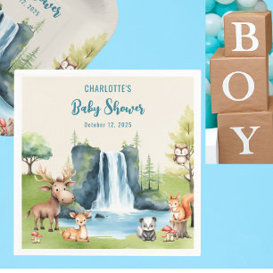 Woodland animals Personalised Baby Shower Paper Napkin