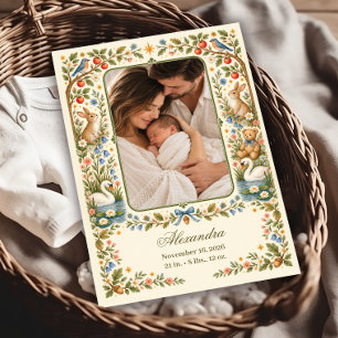 Woodland Animals Photo Birth Announcement