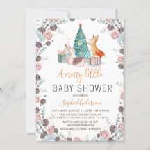 Woodland Animals Pine tree Christmas Baby Shower