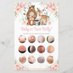 Woodland Animals Pink Floral Baby or Beer Belly