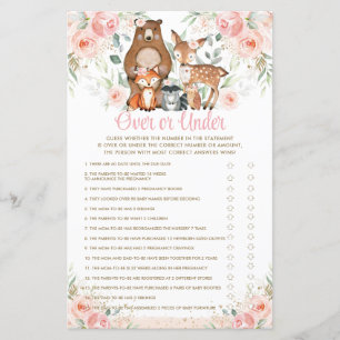 Woodland Animals Pink Floral Over or Under Game 