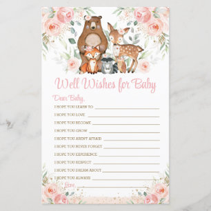 Woodland Animals Pink Floral Wishes for Baby Game