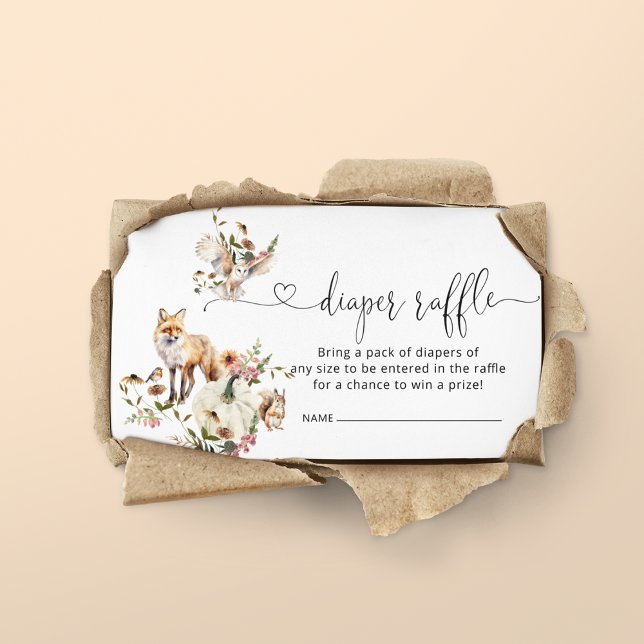 Woodland Animals Pumpkin Fall Baby Shower Diaper Enclosure Card (Creator Uploaded)