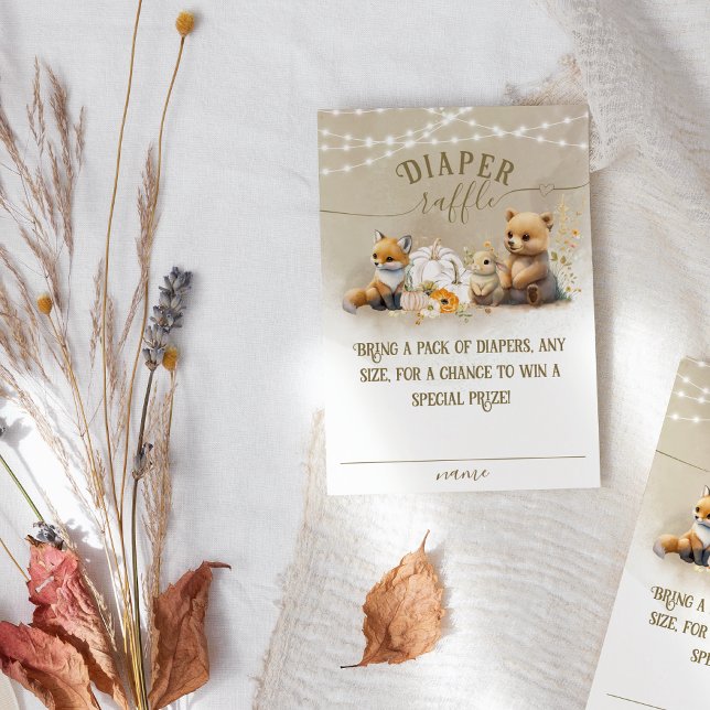 Woodland Animals Pumpkin Fall Baby Shower Diaper Enclosure Card (Creator Uploaded)
