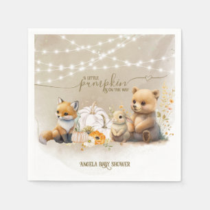 Woodland Animals Pumpkin Fall Floral Baby Shower Napkin