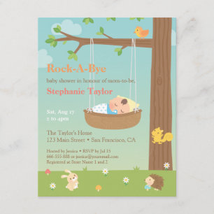 Woodland Animals Rock A Bye Baby Shower Invitation