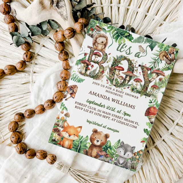 Woodland Animals Rustic Cute Boy Baby shower Invitation (Creator Uploaded)