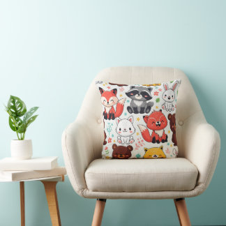 Woodland Animals Seamless Cushion