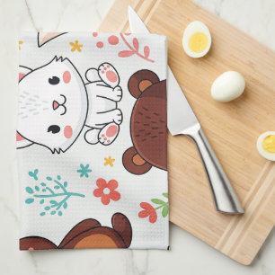 Woodland Animals Seamless Tea Towel