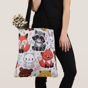Woodland Animals Seamless Tote Bag