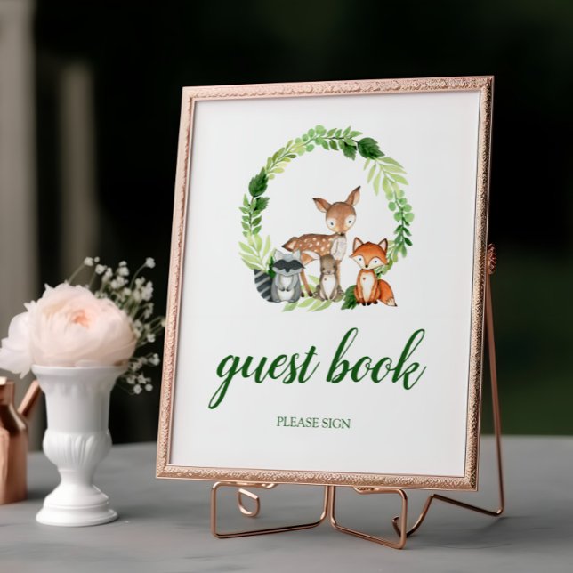 Woodland Animals Shower Guest Book Pedestal Sign (Creator Uploaded)
