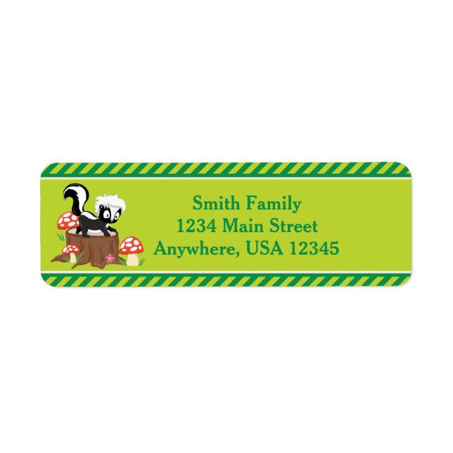 Woodland Animals Skunk | Personalised Return Address Label (Front)