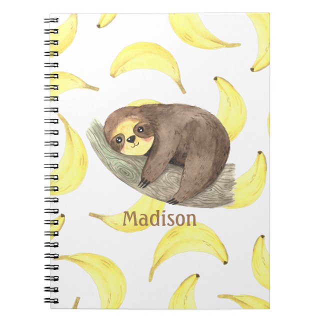 Woodland Animals Sloth Name Photo Notebook (Front)