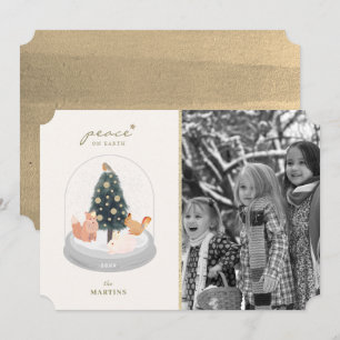 Woodland Animals Snow Globe Photo Christmas Card