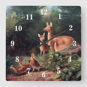 Woodland Animals Square Wall Clock