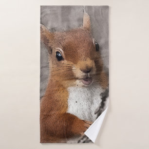 Woodland animals squirrel bath towel set