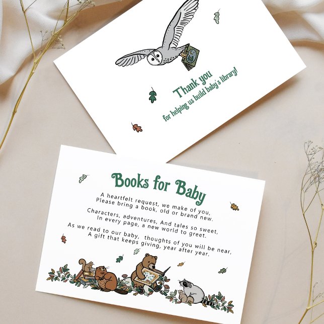  Woodland Animals Storybook Books for Baby Enclosure Card (Books for Baby Woodland Storytime Baby Shower Enclosure Card)