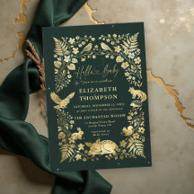 Woodland Animals Storybook Forest Gold Baby Shower