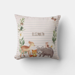 Woodland Animals Stripes   Cushion