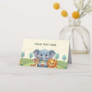 Woodland Animals Sweet Birthday Tent Place Card