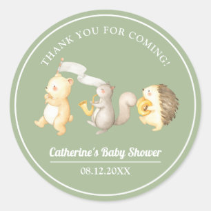 Woodland Animals Thank You Baby Shower Classic Round Sticker