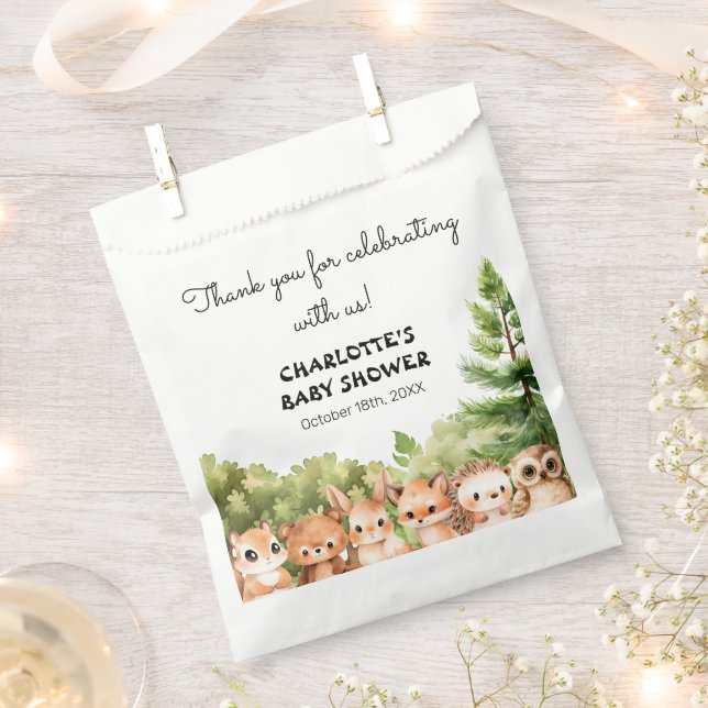 Woodland Animals Thank you Baby Shower Favour Bag (Clipped)
