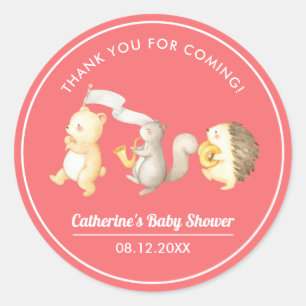 Woodland Animals Thank You Baby Shower Stickers