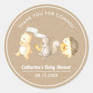 Woodland Animals Thank You Baby Shower Stickers