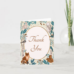 Woodland animals thank you card