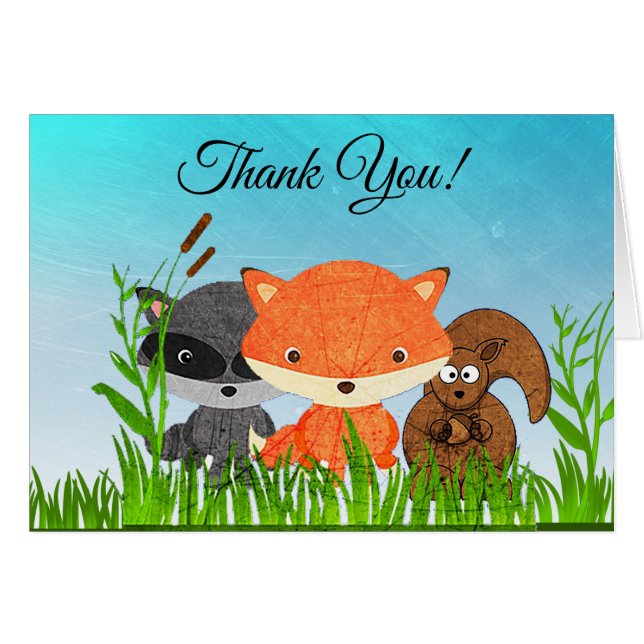 Woodland Animals Thank You Cards (Front Horizontal)