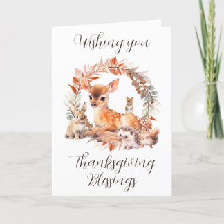 Woodland Animals Thanksgiving Greeting Card