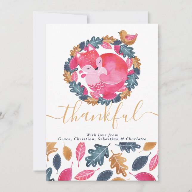 Woodland Animals Thanksgiving Holiday Card (Front)