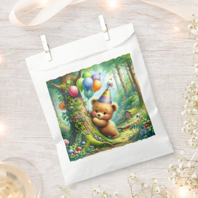 Woodland Animals Themed Birthday Party Favour Bag (Clipped)