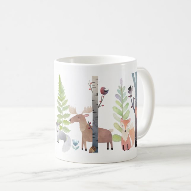Woodland Animals Trees Birds Greenery Forest Mugs (Front Right)
