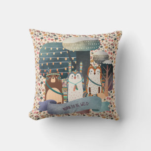 Woodland Animals Tribal Pillow - Born to be wild