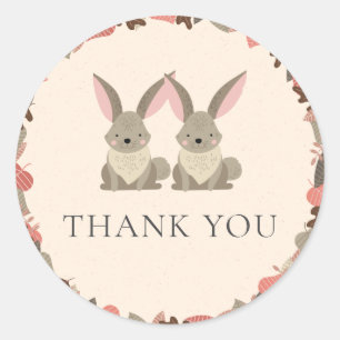 Woodland Animals  Twins Thank You Classic Round Sticker
