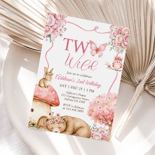 Woodland Animals Two Wild 2nd Birthday Invitation