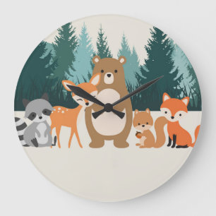 Woodland animals wall clock
