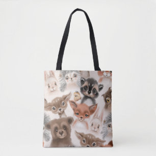Woodland Animals: Watercolor Seamless Pattern Tote Bag