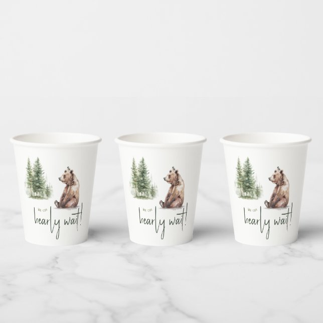 Woodland Animals We Can Bearly Wait Baby Shower Paper Cups (Multi)