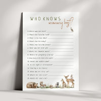 Woodland Animals Who Knows Mummy Best Game Card