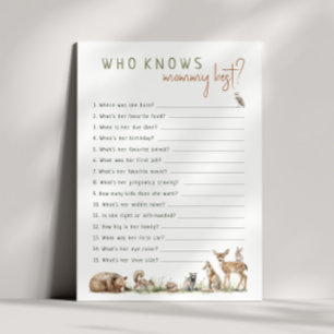 Woodland Animals Who Knows Mummy Best Game Card