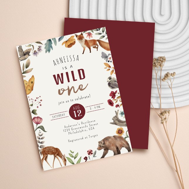 Woodland Animals Wild One First Birthday Invitation (Creator Uploaded)