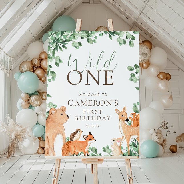 Woodland Animals Wild One First Birthday Welcome Poster (Creator Uploaded)