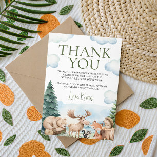 Woodland Animals Wild One Thank You Card