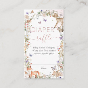 Woodland Animals Wildflower Baby Diaper Raffle Enclosure Card