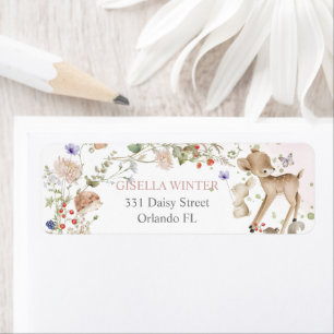 Woodland Animals Wildflower Baby Shower Address Return Address Label