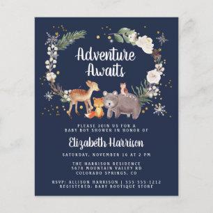Woodland Animals Winter Baby Shower Invitation